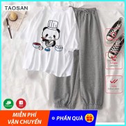 [QUÀ TẶNG LÀ 1C KHÂUTRANG] Sét đồ nữ gồm áo phông tay lỡ kèm quần ống rộng bo chun, bộ quần áo nữ quảng châu Taosan